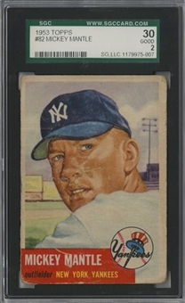 1953 Topps #82 Mickey Mantle – SGC 30 GD 2 